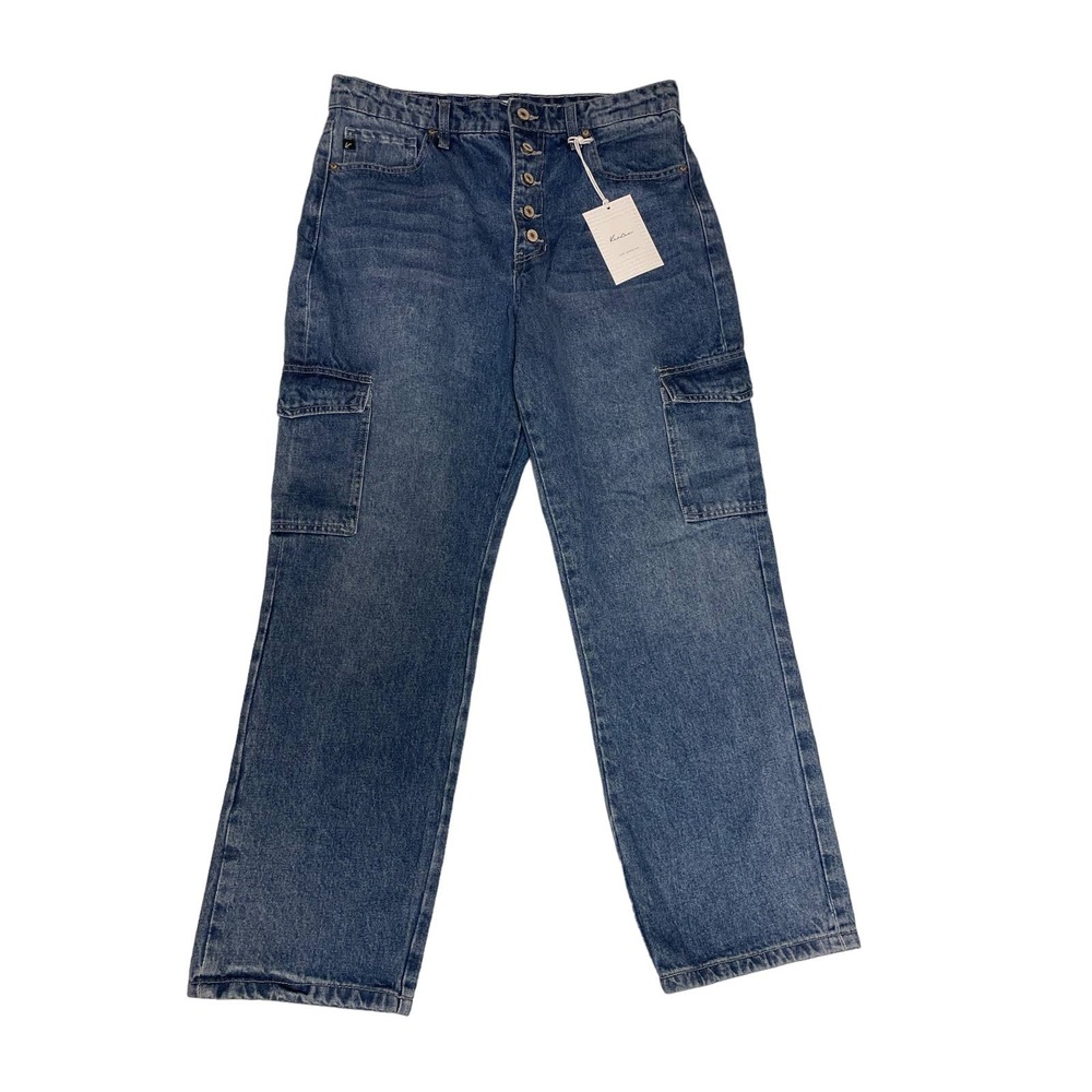 NWT Kancan Cargo, High Rise, Straight Leg, Button Fly Jeans, Ladies Sz 11/29 - Picture 2 of 7